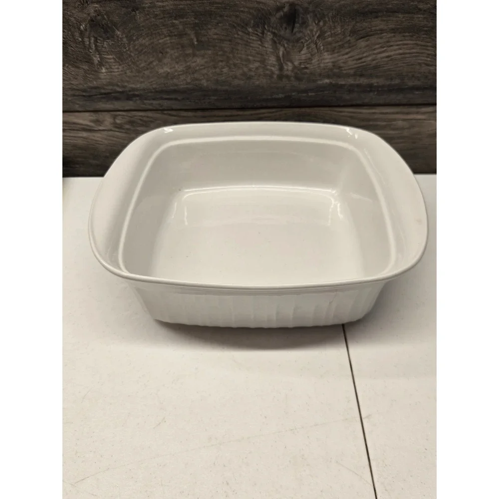 CorningWare French White 8 Inch Square Baker Stoneware Casserole Dish White
